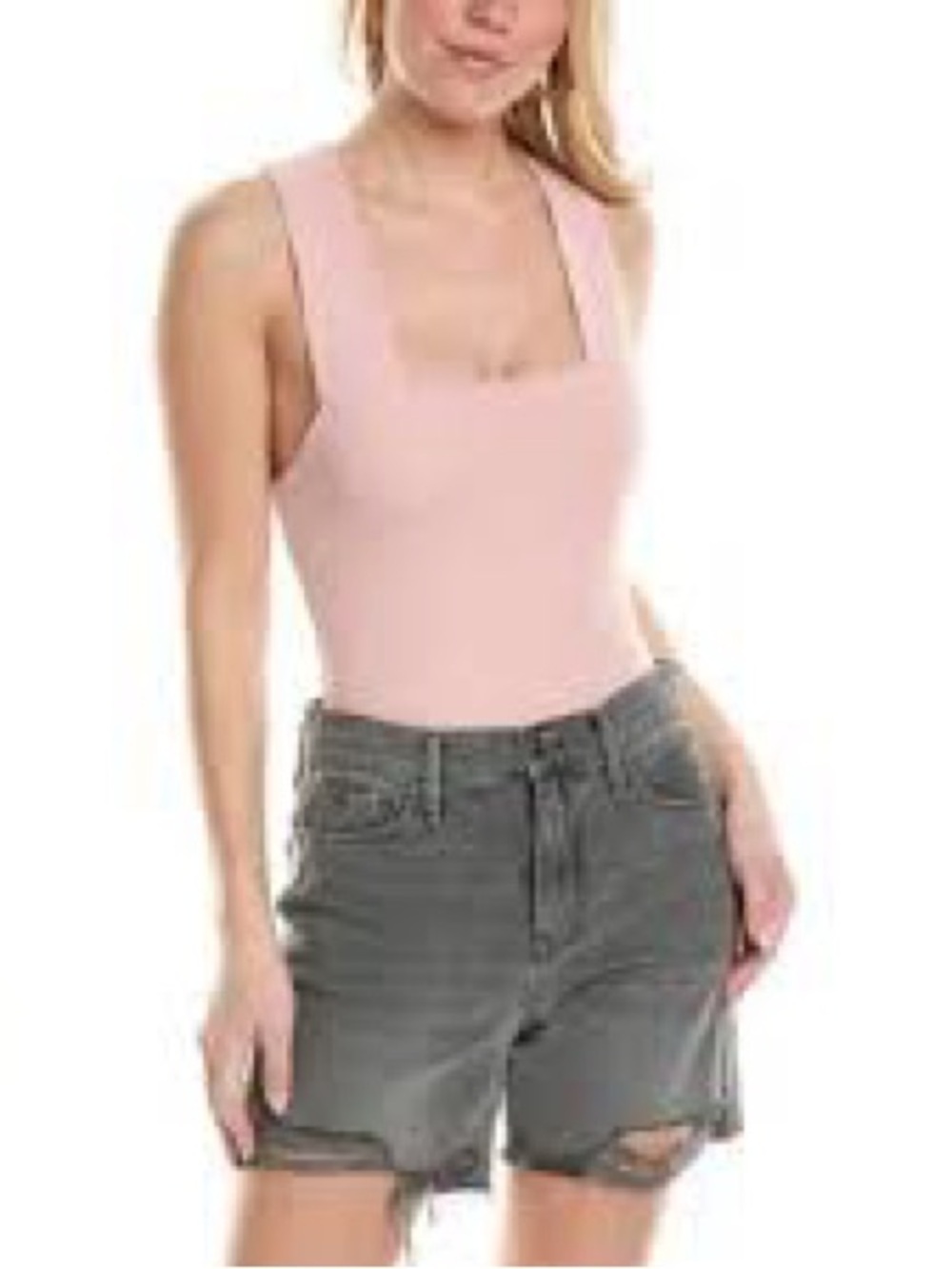 Free People Square Neck Tank Top Bodysuit Sz M